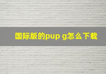 国际版的pup g怎么下载